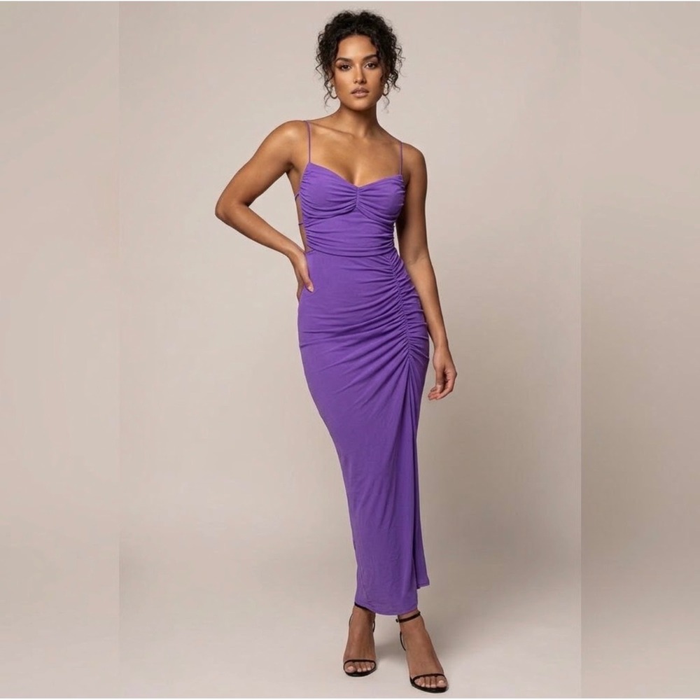 Fashion Nova Purple Maddy Mesh Maxi Dress, XL